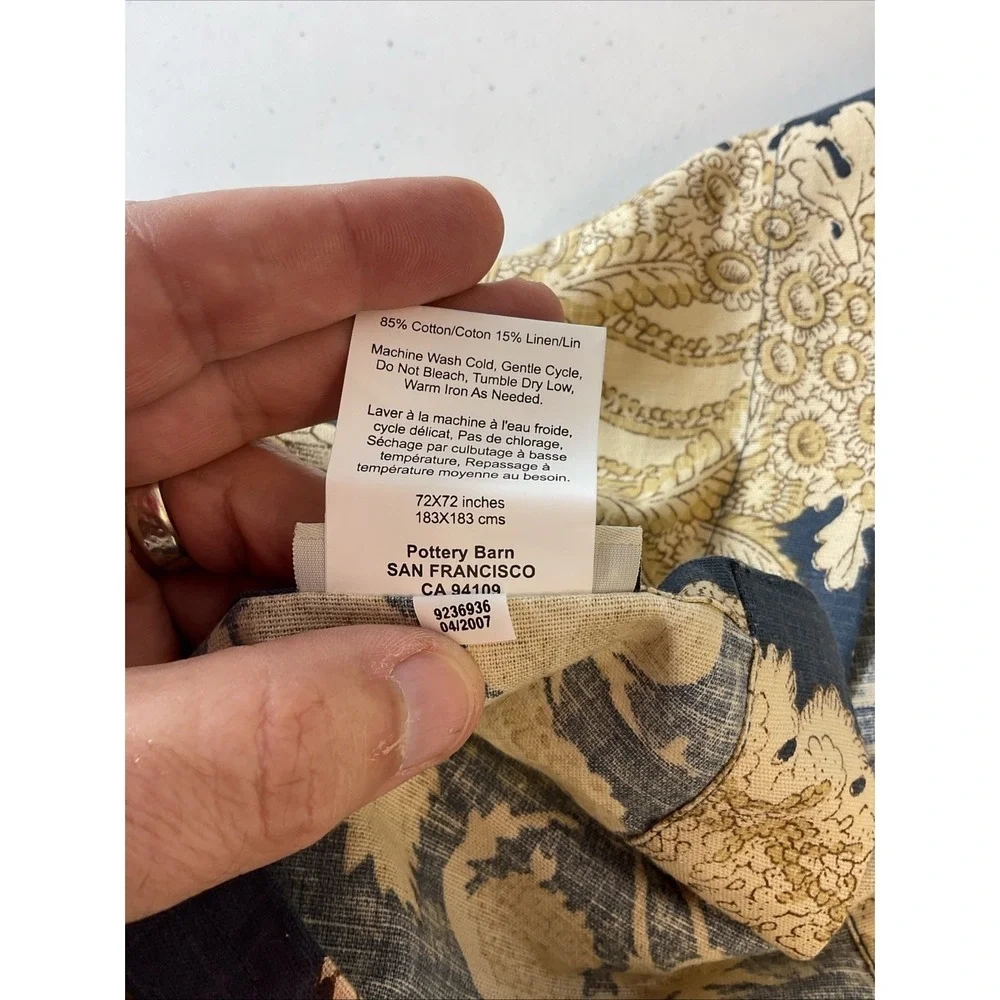 Pottery‎ Barn Margaret Linen Blend Shower Curtain 72''  Blue HTF Rare